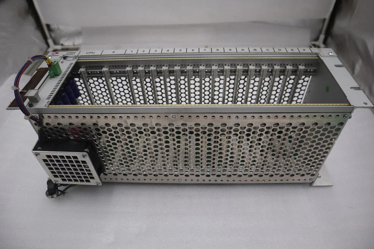 Used PASABAN PLC RACK WITH POWER SUPPLY CARD MODEL MTC-3044 STOCK 4835-A