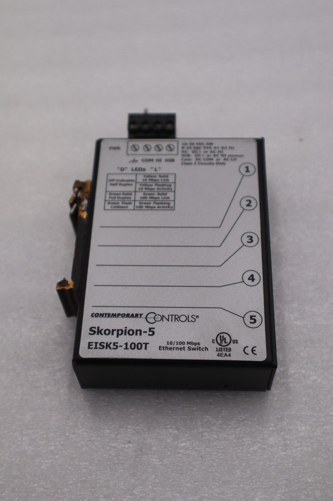 Used Contemporary Controls EISK5-100T Skorpion-5 Port Ethernet Switch STOCK L-366-C