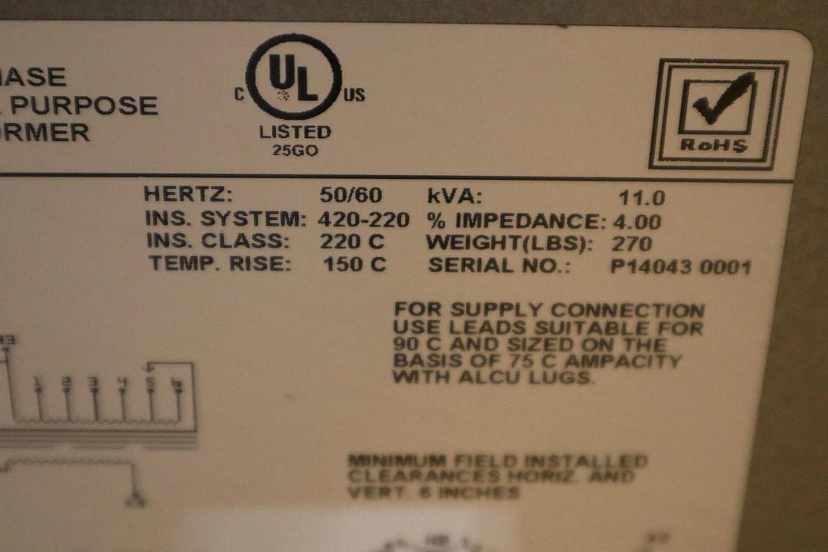 Used DONGAN 63-11-8637SH TRANSFORMER 3 PH 400/460V DELTA 3P3W STOCK HP161