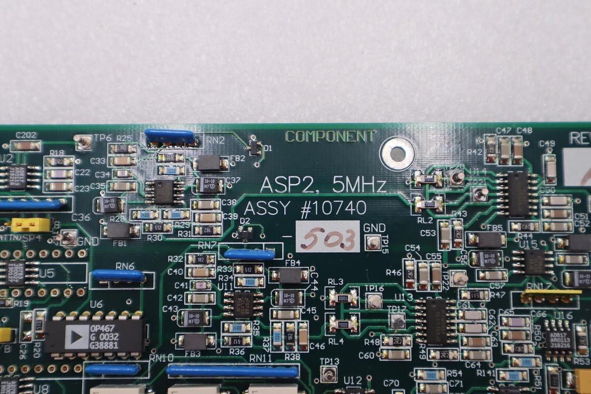 Used GSI Lumonics ASP2 5MHz REV-A A661929 PCB Assembly Board 10740-503 #2832