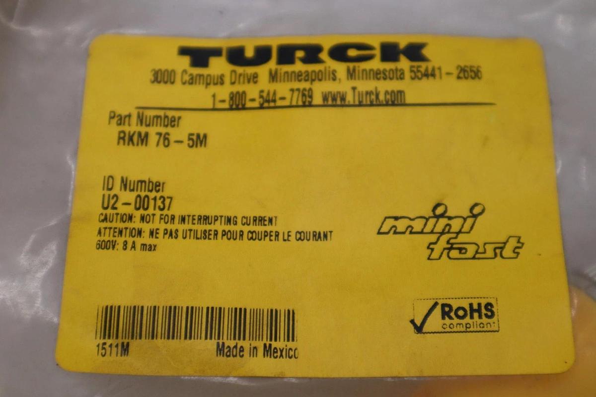 Used TURCK RKM 76-5M/U2-00137 / RKM765M - NEW IN BOX STOCK H1058