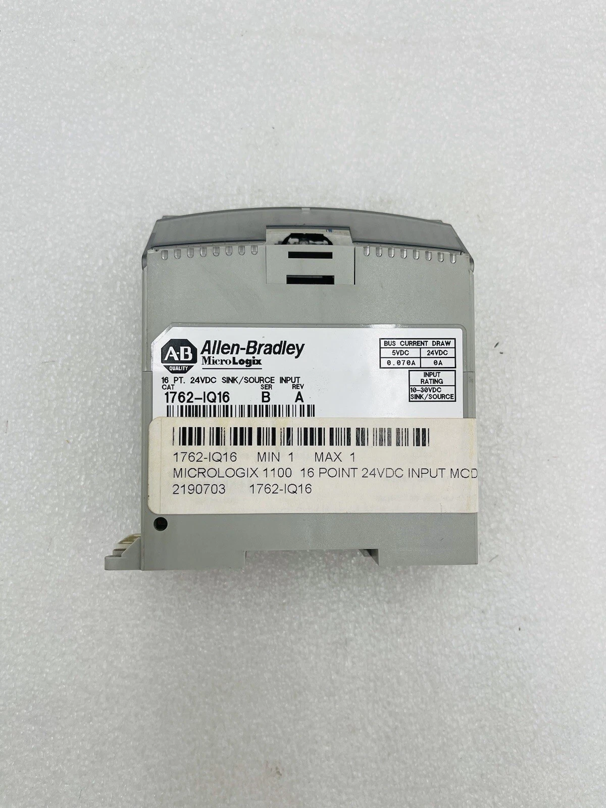 New No Box Allen-Bradley MicroLogix 1762-IQ16 DC Input Module #K-105A