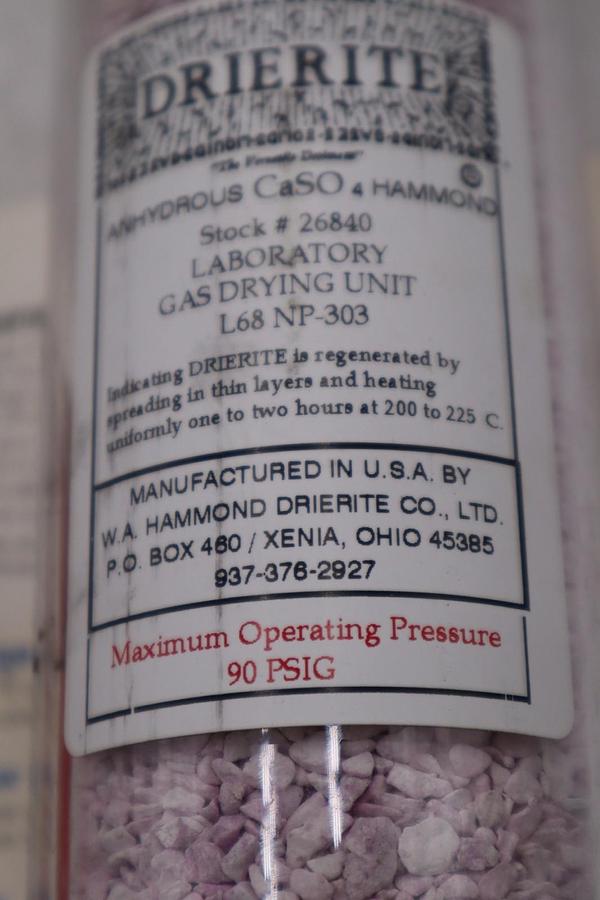 Used Drierite L68-NP-303 Laboratory Gas Drying Unit, 1/8 in NPT (AS PICTURES) #H986