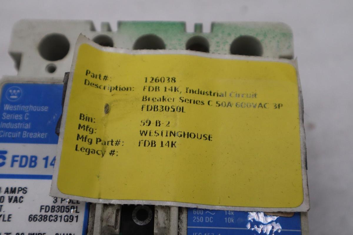 Used WESTINGHOUSE FDB3050L 50A 600VAC STOCK CC223