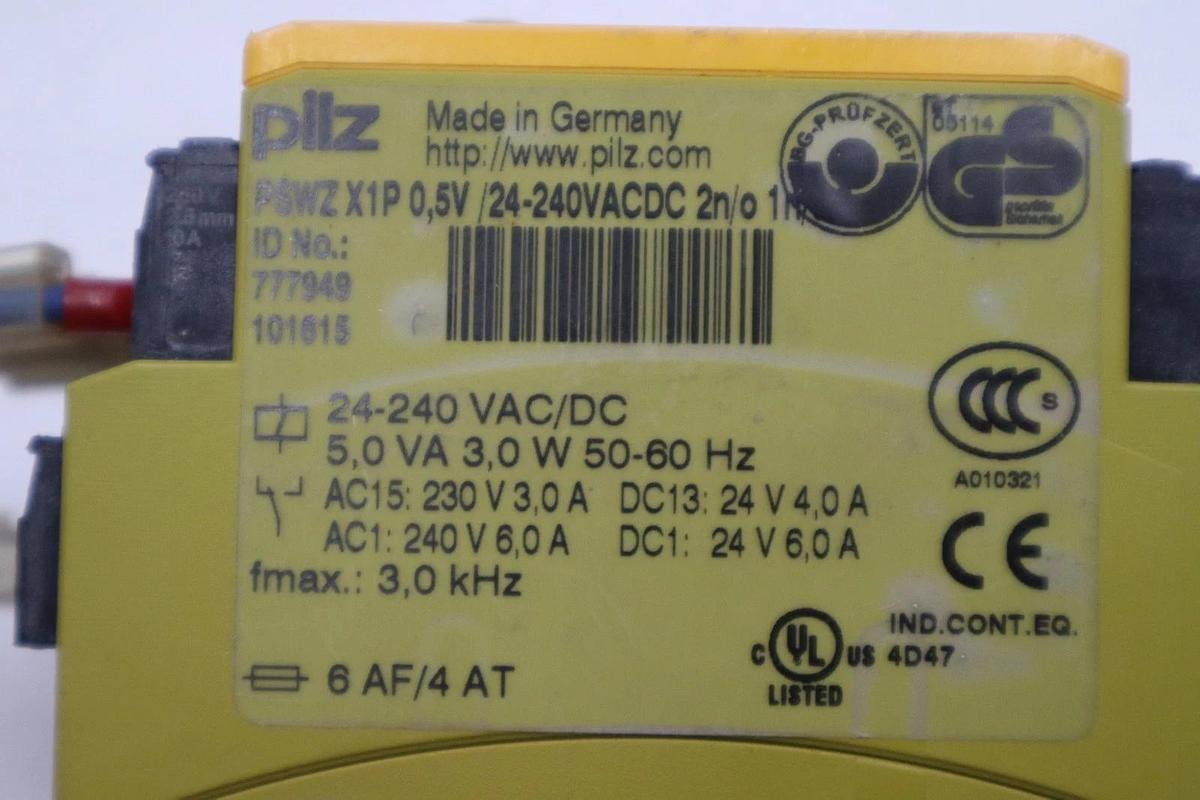 Used PILZ PSWZ X1P 0,5V /24-240VACDC 2N/O 1N/C 2SO 777949 Safety Relay STK H1824