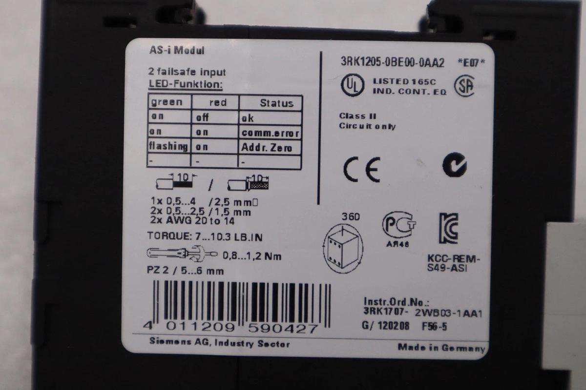 Used Siemens 3RK1205-0BE00-0AA2 Safety Relay STOCK H1494A