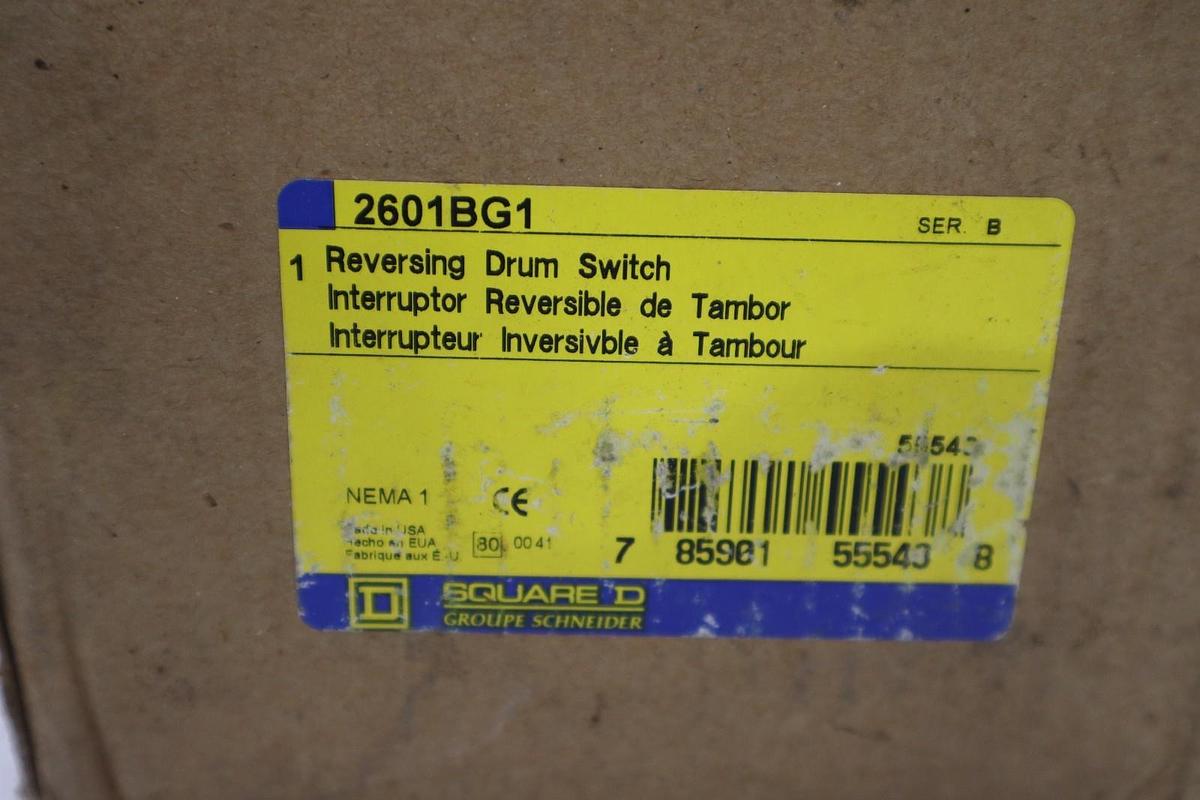 Used NEW OPEN BOX Square-D 2601BG1 Manual Reversing Drum Switch 600VAC STK GF117A