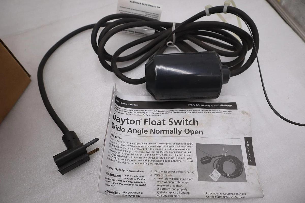 Dayton 6PNU4A Float Switch NEW OPEN BOX STOCK GF71A