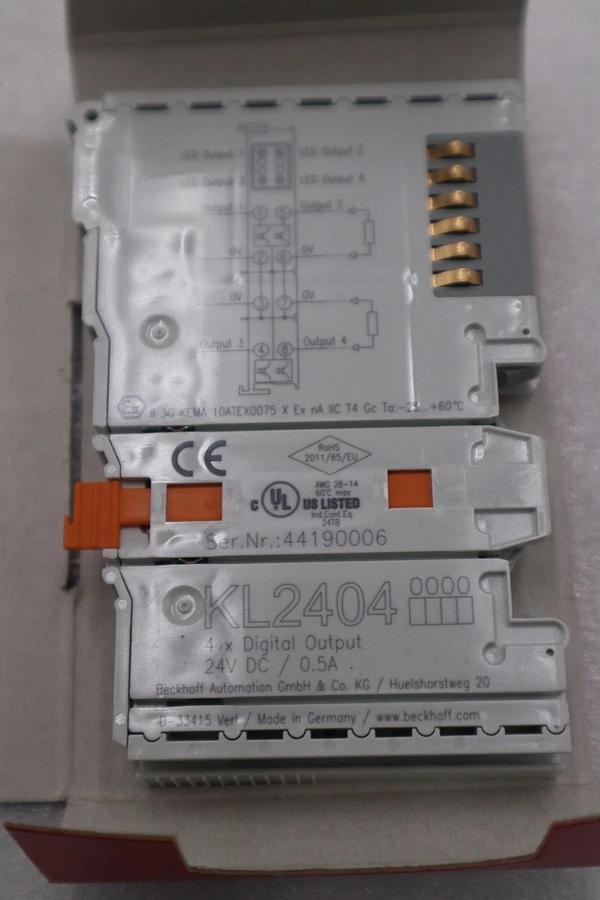 BECKHOFF KL2404 DIGITAL OUTPUT TERMINAL 2-WIRE 4-CHANNEL 4 OUTPUTS STOCK G936A