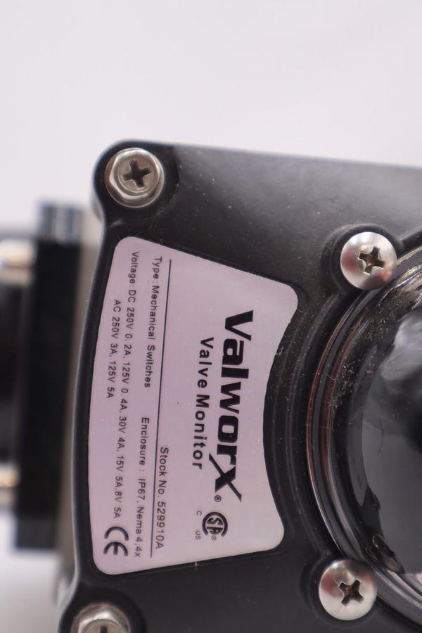 Used VALWORX 530175 AP075 PNEUMATIC ACTUATOR W/ 529102A SOLENOID 529910A VALVE #008-A