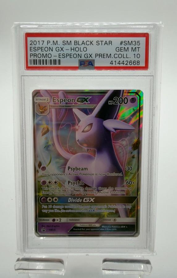 Used 2017 POKEMON SUN & MOON BLACK STAR PROMOS #SM35 ESPEON GX-HOLO PSA 10 LOW POP