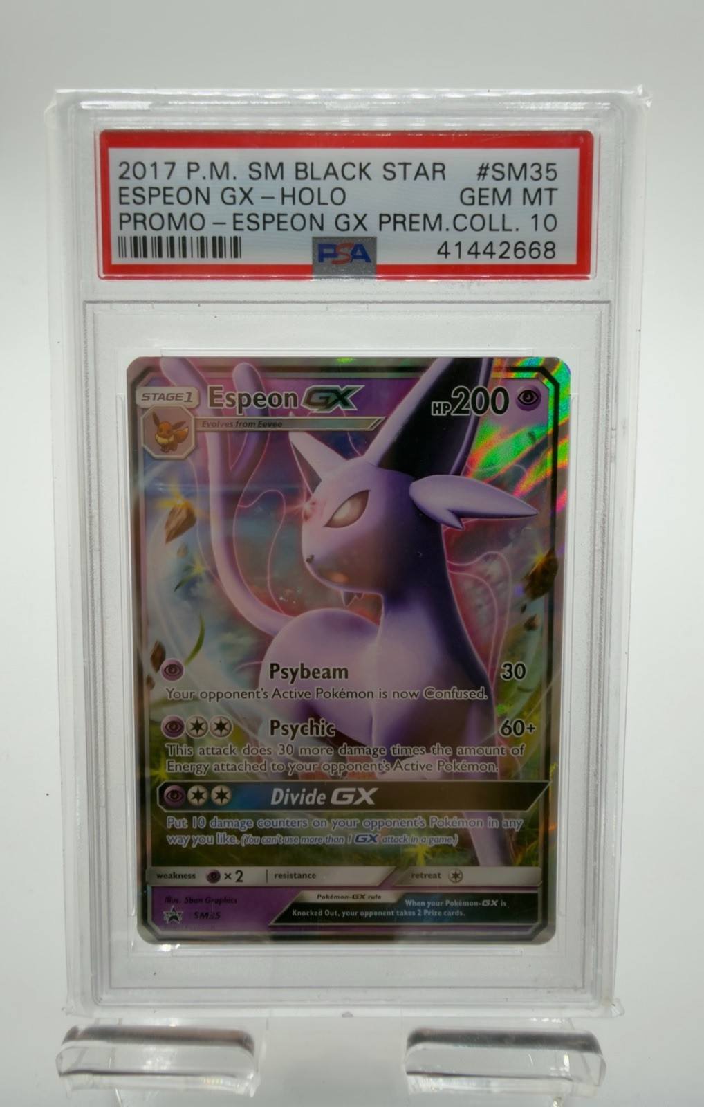 Used 2017 POKEMON SUN & MOON BLACK STAR PROMOS #SM35 ESPEON GX-HOLO PSA 10 LOW POP