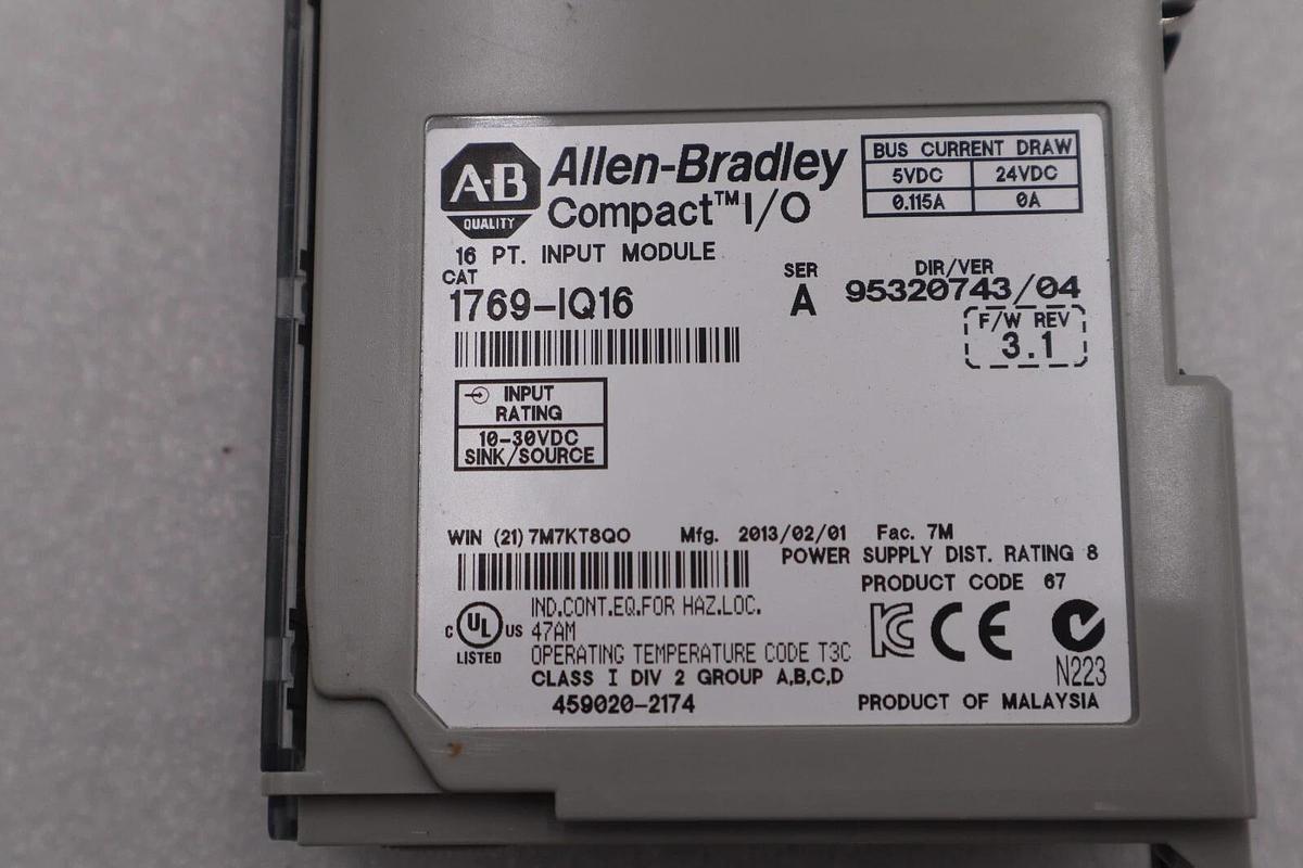 Used Allen-Bradley 1769-IQ16 SER A Compact I/O Module #K-655A