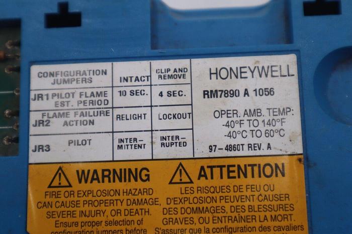 Used HONEYWELL RM7890 A 1056 FLAME SAFEGUARD AIRFLOW SWITCH #K-3027