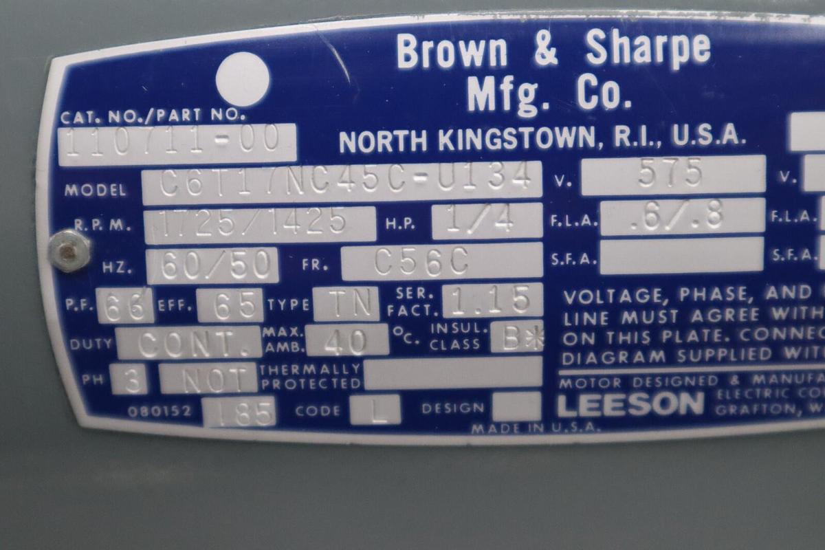 NEW Brown & Sharpe C6T17NC45C-U134 CAT 110711-00 1725/1425 RPM 1/4HP STOCK 103C