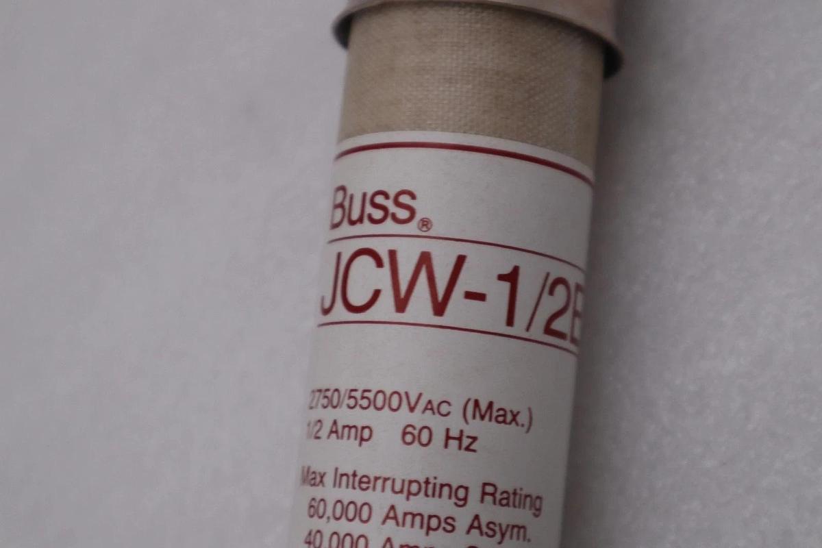 Used LOT OF 2 - Buss JCW-1/2E High Voltage Fuse 1/2A 2750/5500VAC - STOCK 5833A
