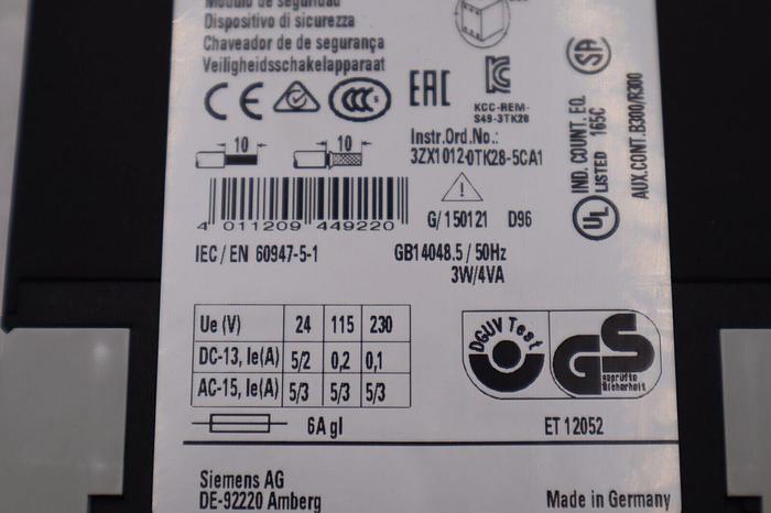 Used Siemens 3TK28272BB41/ 3TK2827-2BB41 SIRIUS SAFETY RELAY STOCK B-1612