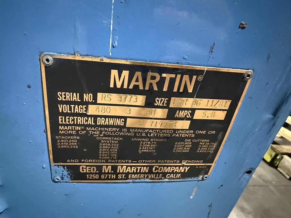 Used 72" WIDE MARTIN UNWIND STAND 60" ROLL DIAMETER CAPACITY