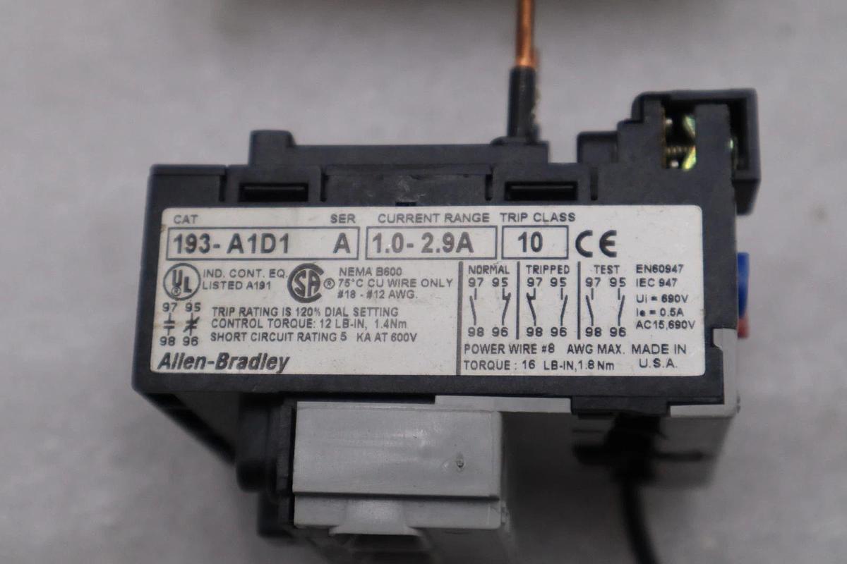 NEW OPEN BOX AB Allen-Bradley OVERLOAD RELAY 193-A1D1 STOCK K2094CC