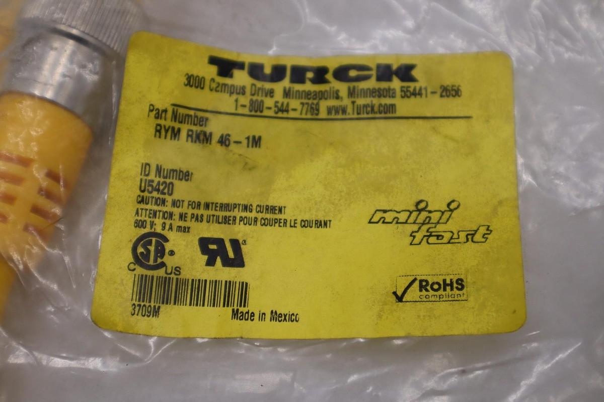 NEW TURCK RYM RKM 46-1M/ U-23083 DOUBLE ENDED CORDSET STOCK H720A