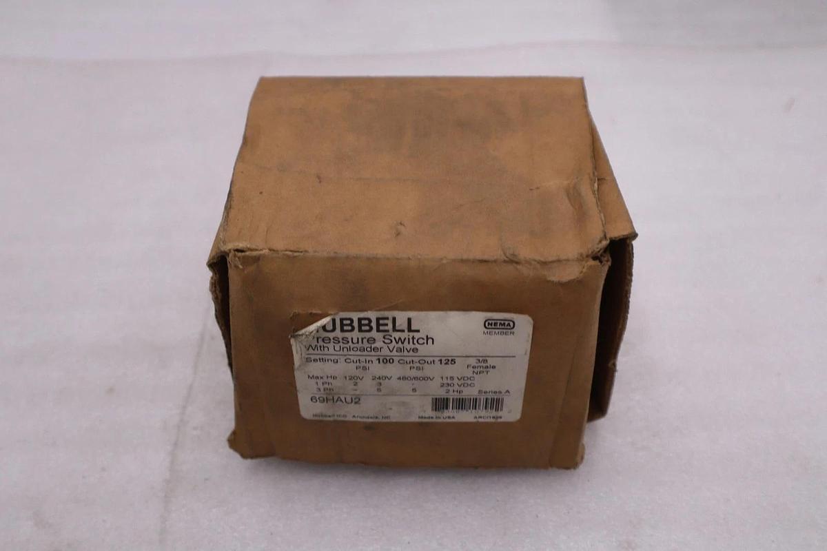 Used HUBBELL 69HAU2 PRESSURE SWITCH WITH UNLOADER VALVE NEW UNIT STOCK 5669CC