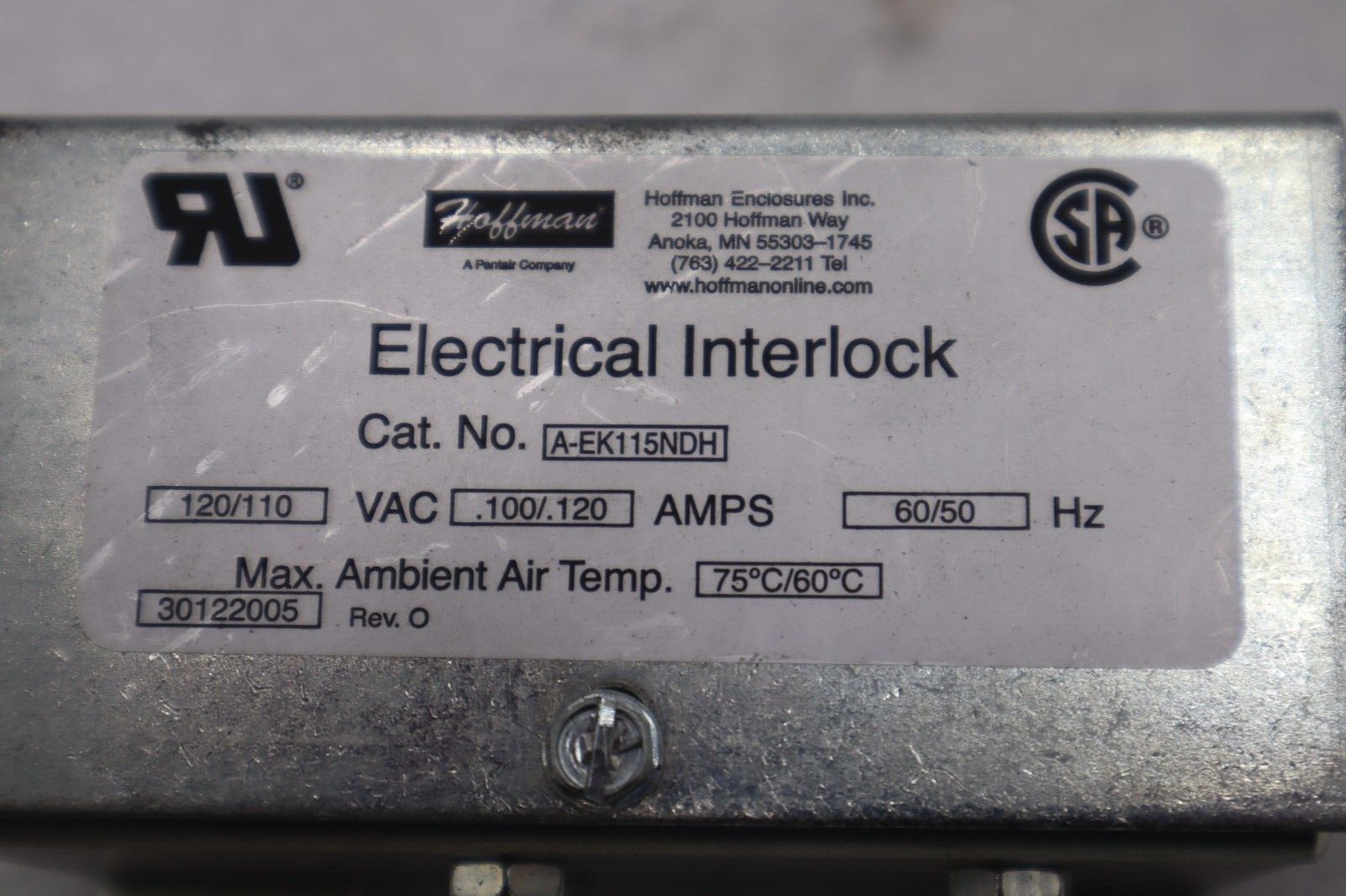 Used Hoffman A-EK115NDH Electric Door Interlock STOCK B-1363