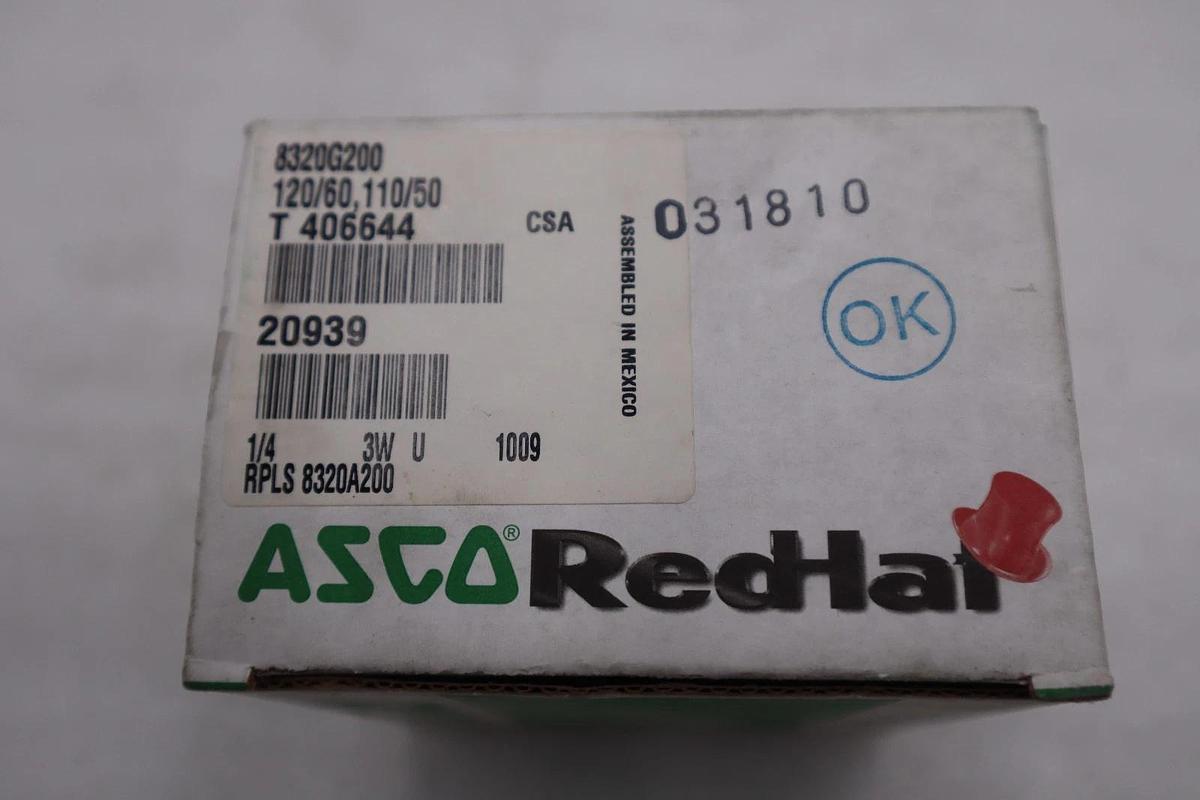 ASCO 8320G200 SOLENOID VALVE 1/4” NPT 100PSI 120 VALVE STK GF80A