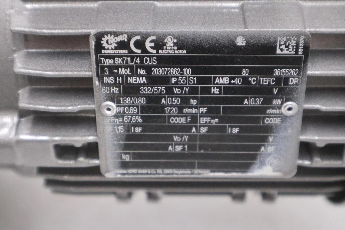 Used Nord 573.1-71L/4 CUS GEAR MOTOR 0.5HP - STOCK GF535