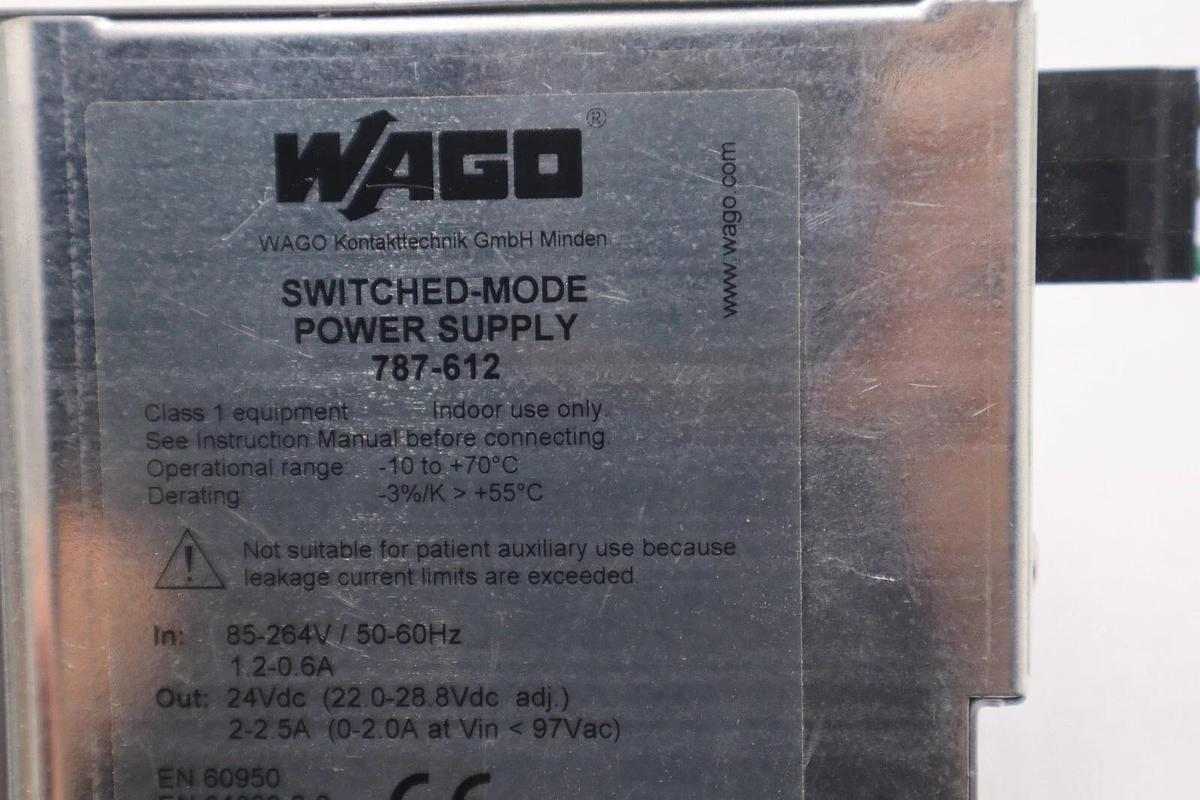 Used WAGO 787- 612 SWITCHED MODE POWER SUPPLY CLASSIC 1-PHASE STOCK L-165-A