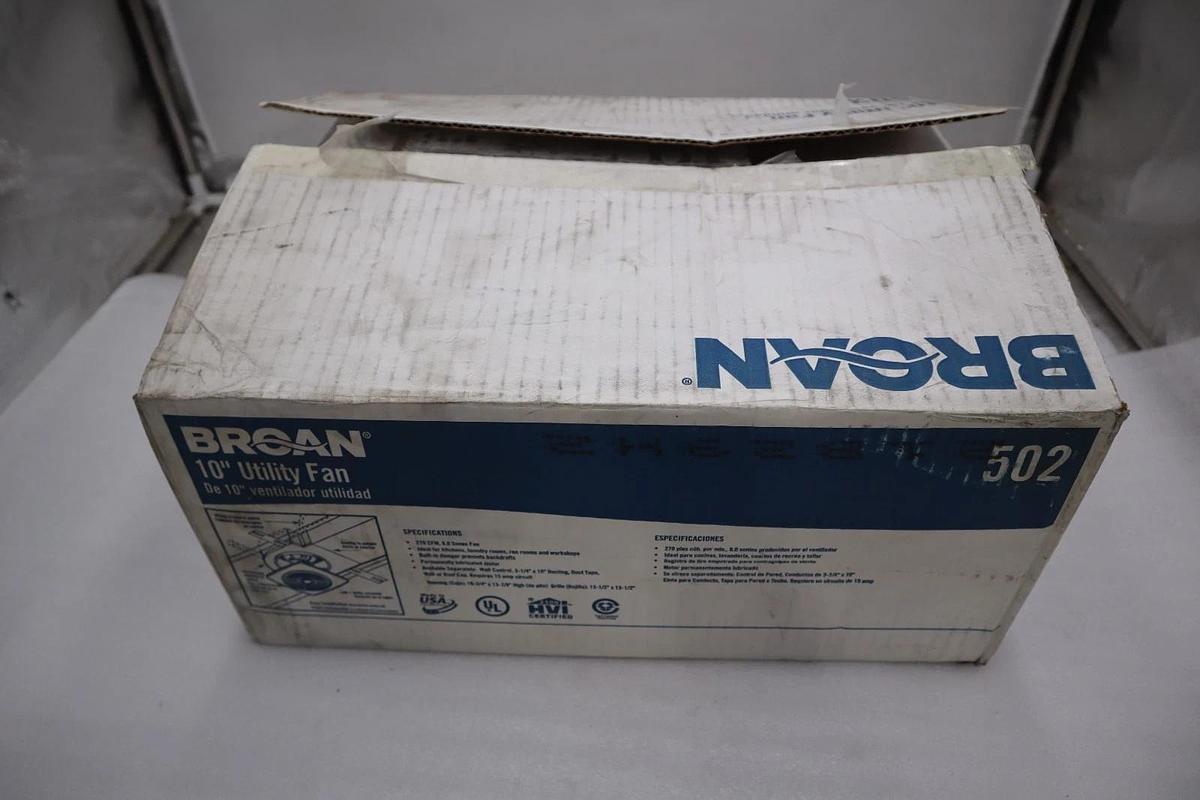 Used NEW OPEN BOX Brand New "10 " BROAN UTILITY FAN Model # 502 STK 2991CC