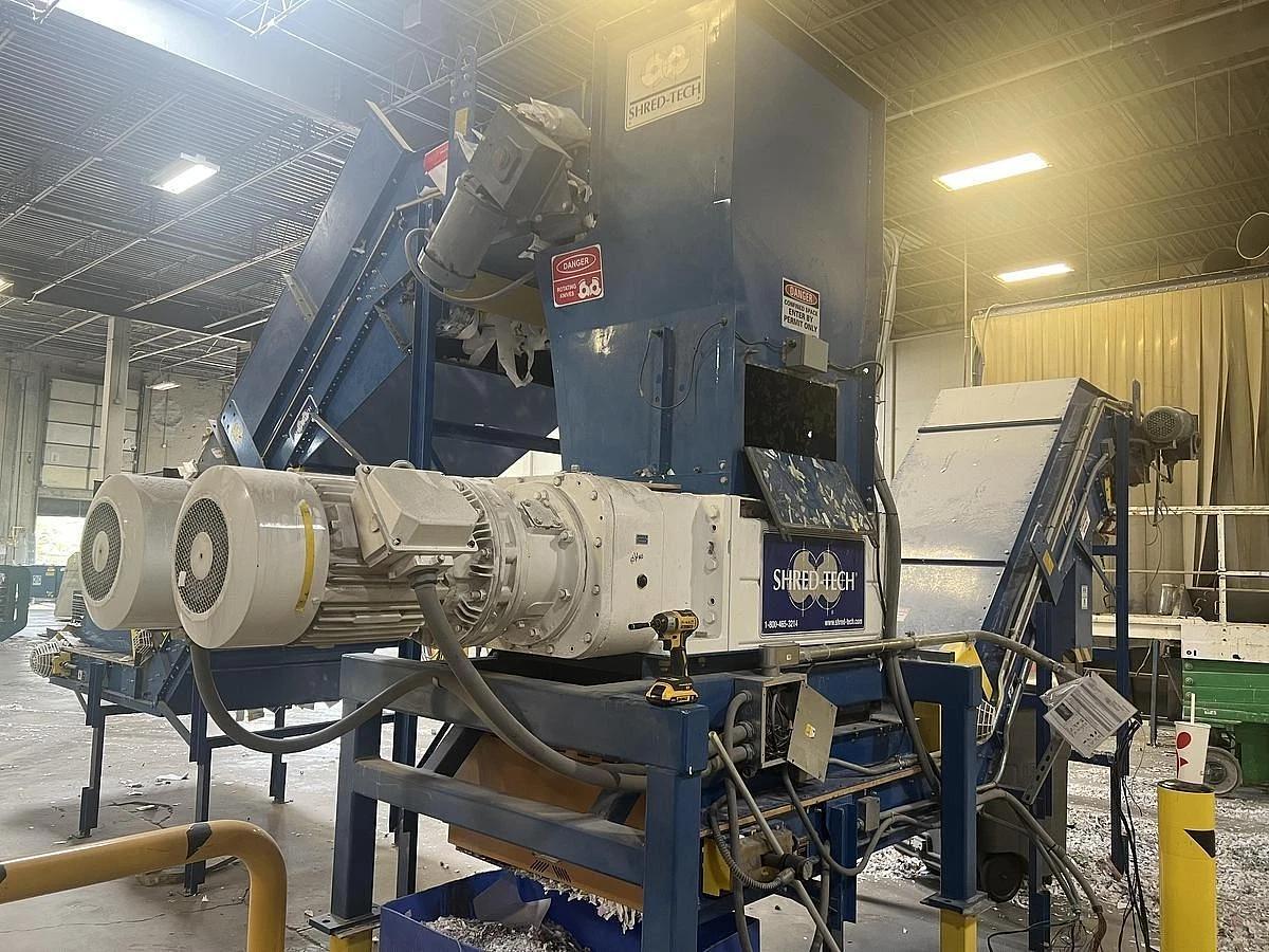 Used 80 HP (TWIN 40 HP MOTORS) SHRED-TECH MODEL ST-75ES DUAL SHAFT SHREDDER MFG. 2015