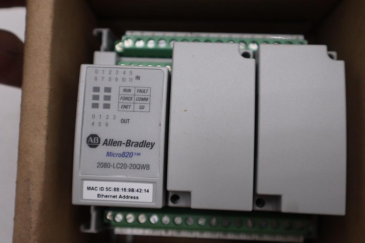 Used Allen-Bradley 2080-LC20-20QWBR Micro820 CONTROLLER - STOCK GF62