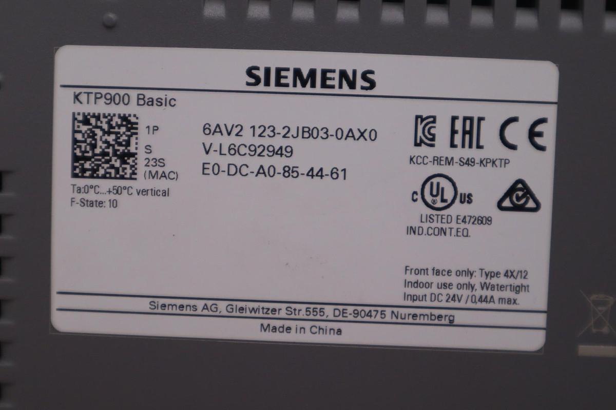 Used SIEMENS 6AV2 123-2JB03-0AX0 / 6AV21232JB030AX0 HMI Touch Screen Panel KTP900