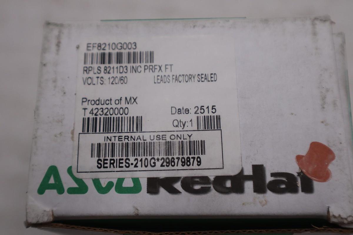 ASCO REDHAT EF8210G003 120/60 SOLENOID VALVE NEW IN BOX STOCK 1416D