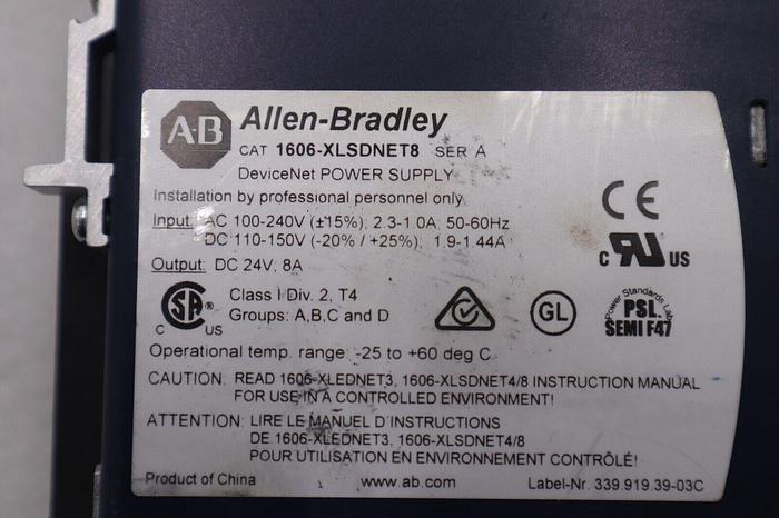 NEW ALLEN BRADLEY 1606-XLSDNET8 POWER SUPPLY1606XLSDNET8 STOCK K-134-A