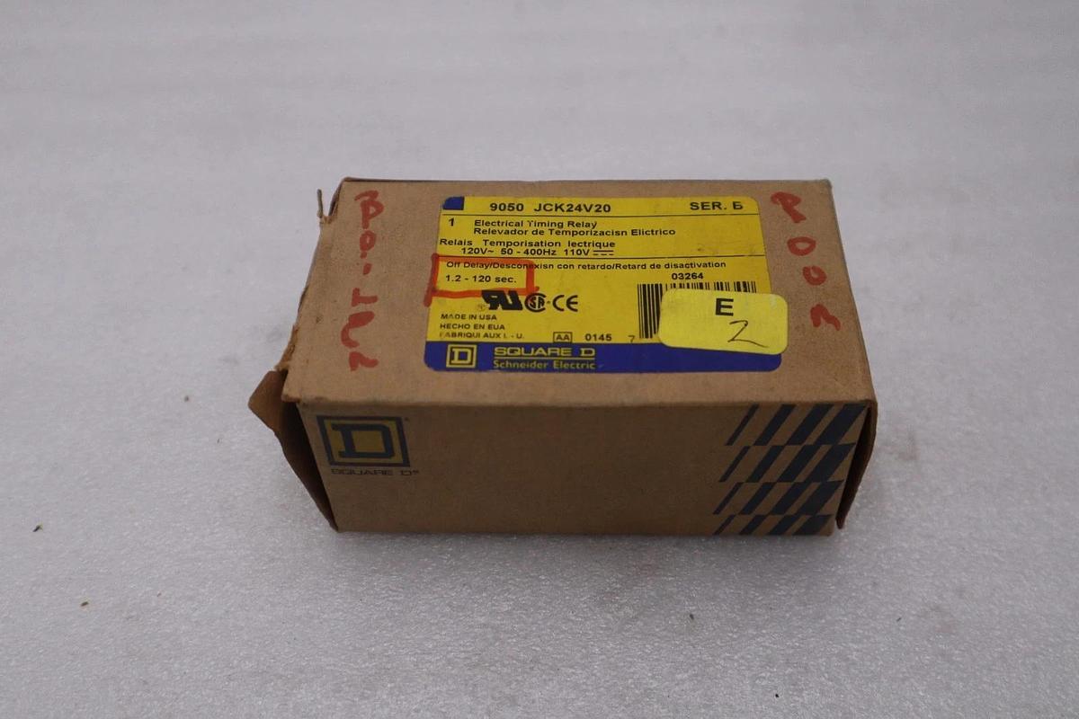 LOT OF 2 --- Square D 9050 JCK24V20 Timing Relay NEW OPEN BOX STK GF699A
