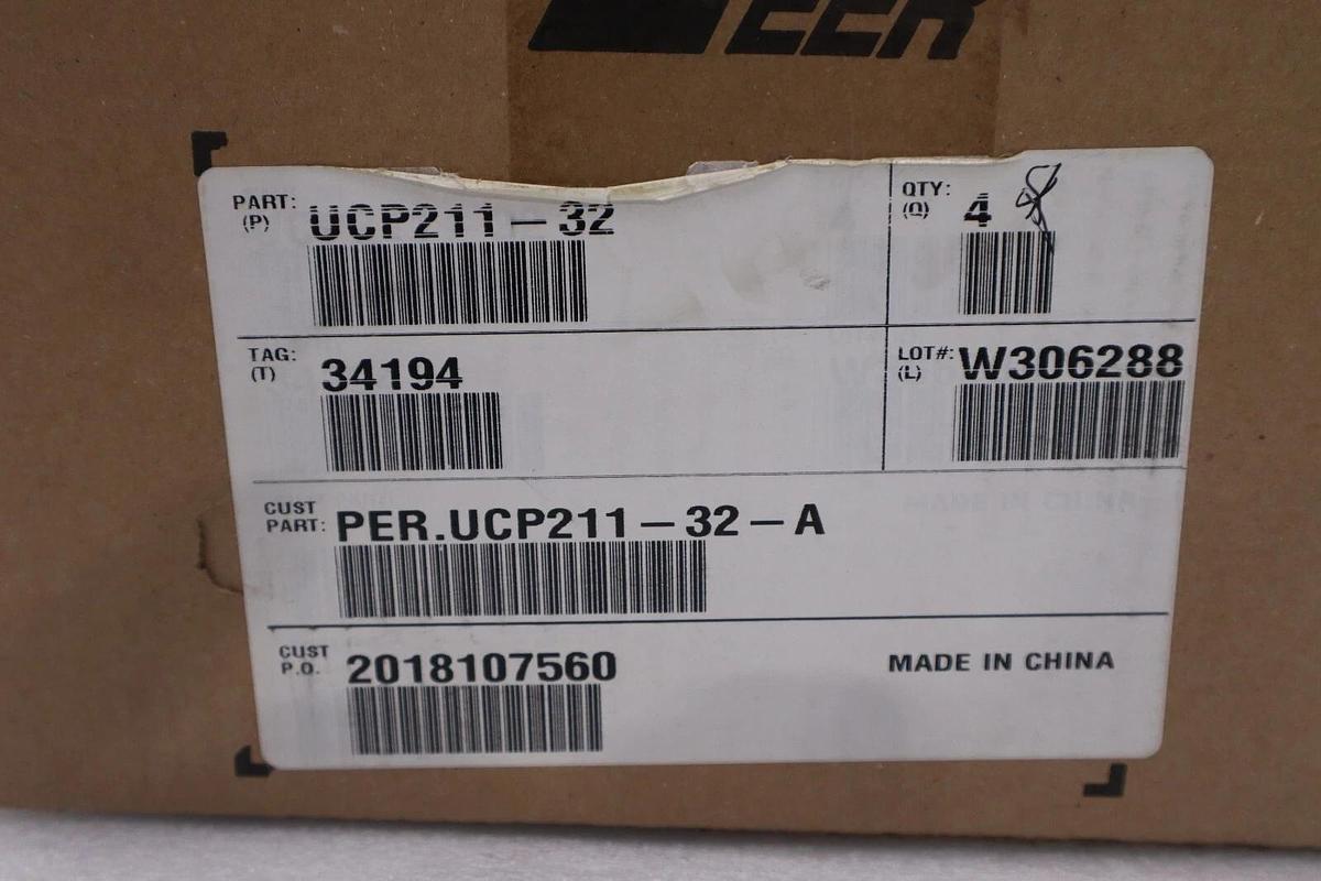 Used BOX OF 4 - PEER UCP211-32 Solid Base Pillow Block Bearing 2" Bore STOCK 802D