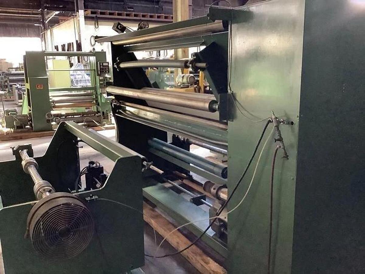 Used 62" WIDE SHAR MANUFACTURING CENTERWIND INSPECTION AND REWIND MACHINE