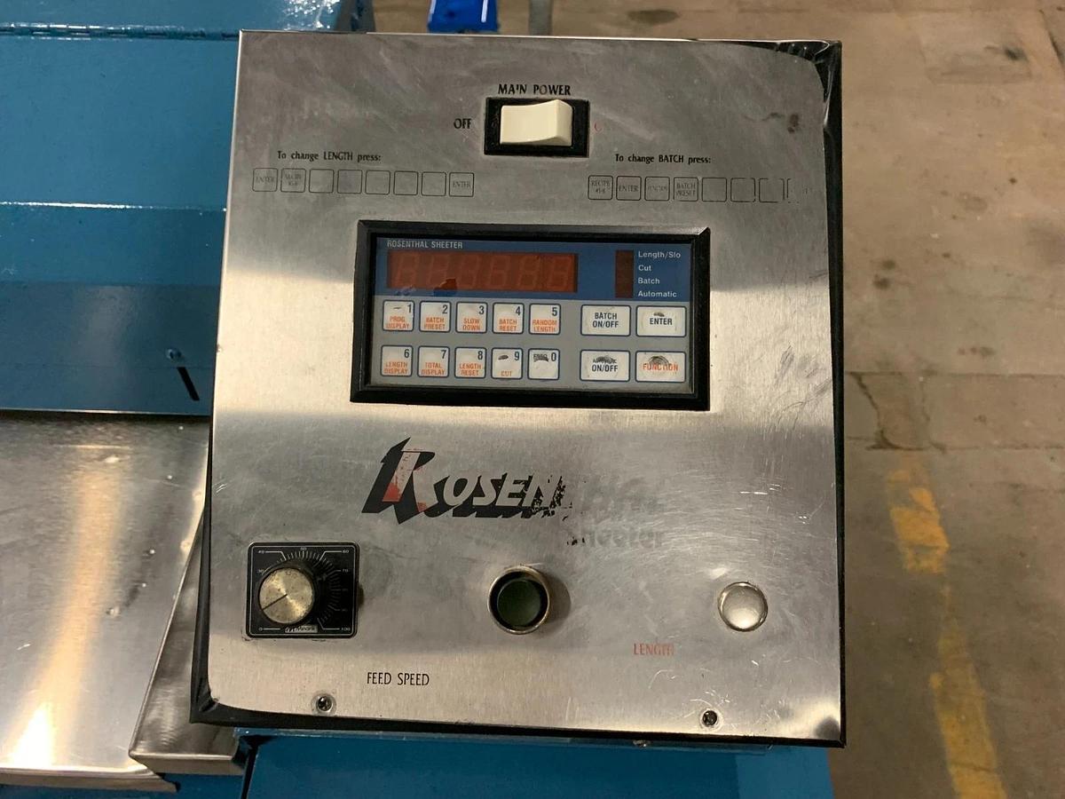 Used 60" ROSENTHAL SHEETER MODEL WAS-5-UBZEA-24 WITH OUTPUT CONVEYOR