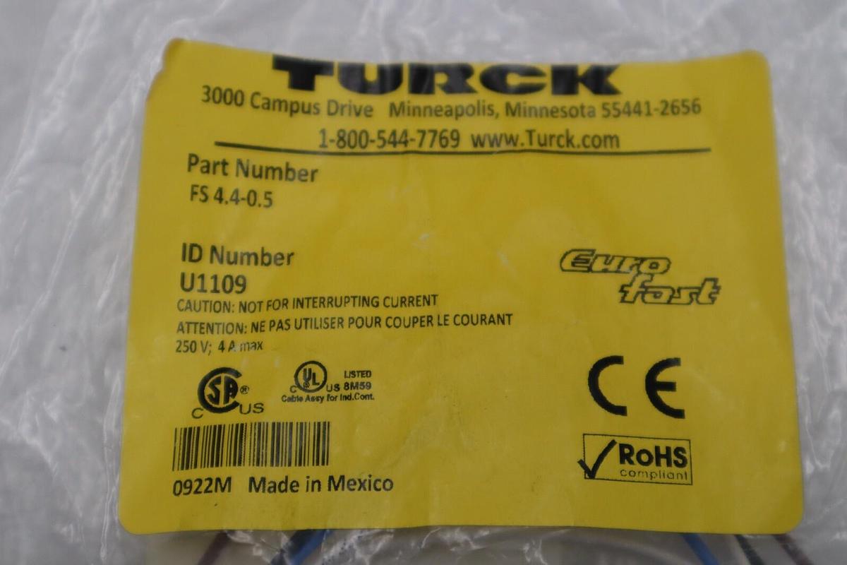 NEW Turck Cable FS 4.4-0.5 U1109 STOCK G860A