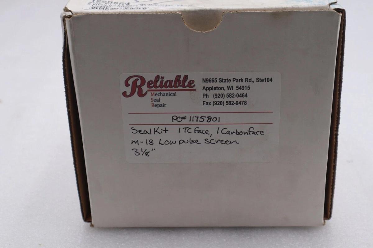 Used Reliable Mechanical Seal Kit 1 TC FACE 1 CARBON FACE M-18 LOW PULSE SCREEN H1797