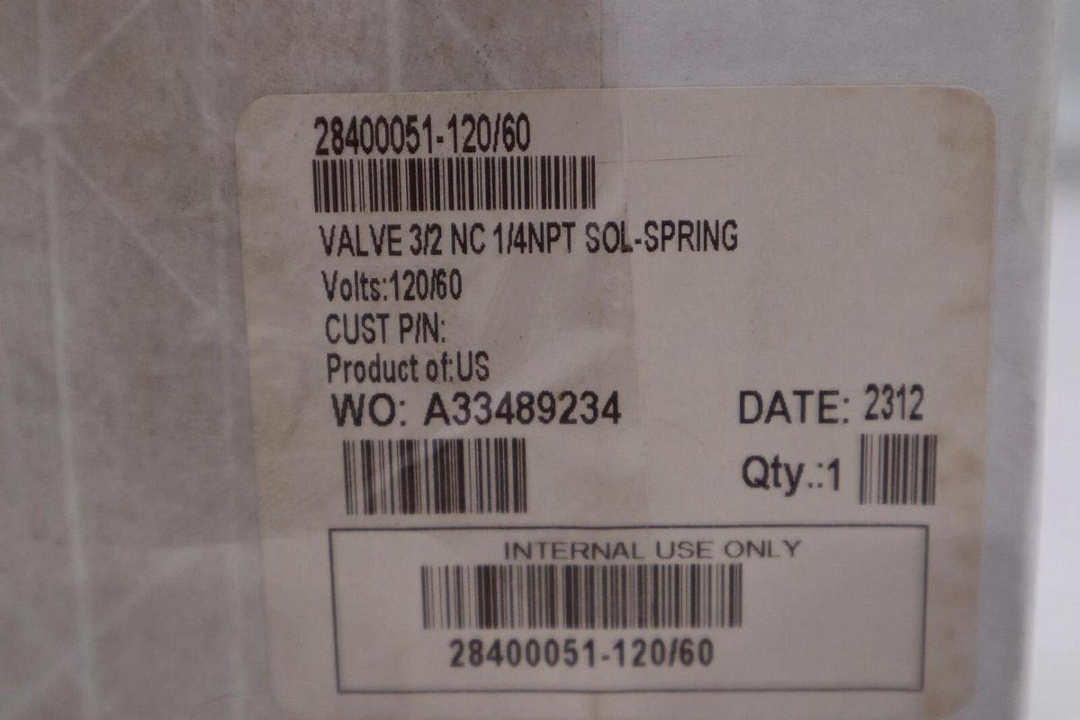 Used NEW IN BOX ASCO 28400051-120/60 / 2840005112060 VALVE 3/2 NC 1/2NPT STOCK G534
