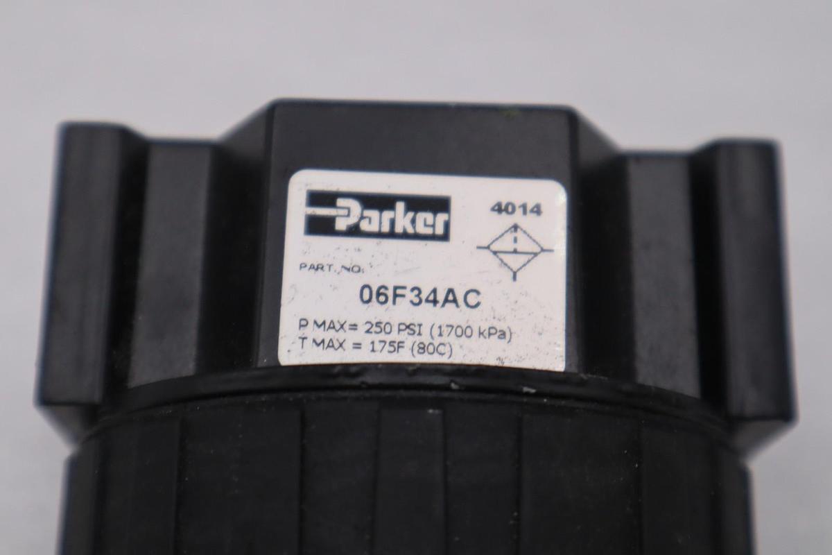 Parker Watts Fluid Air 06F34AC 1/2 Metal Bowl Filter Manual Drain STOCK H1599