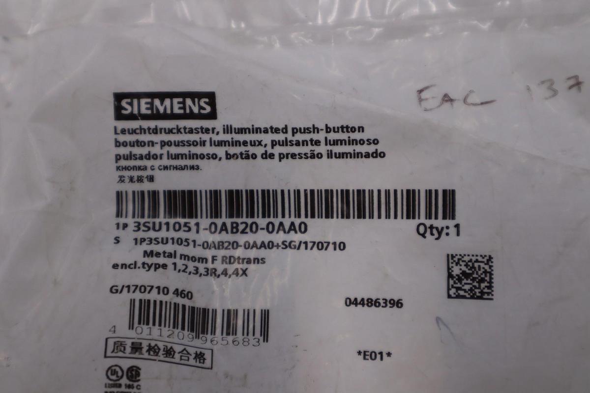 NEW SIEMENS Button Operation Head 3SU1051-0AB20-0AA0 STK H1617A