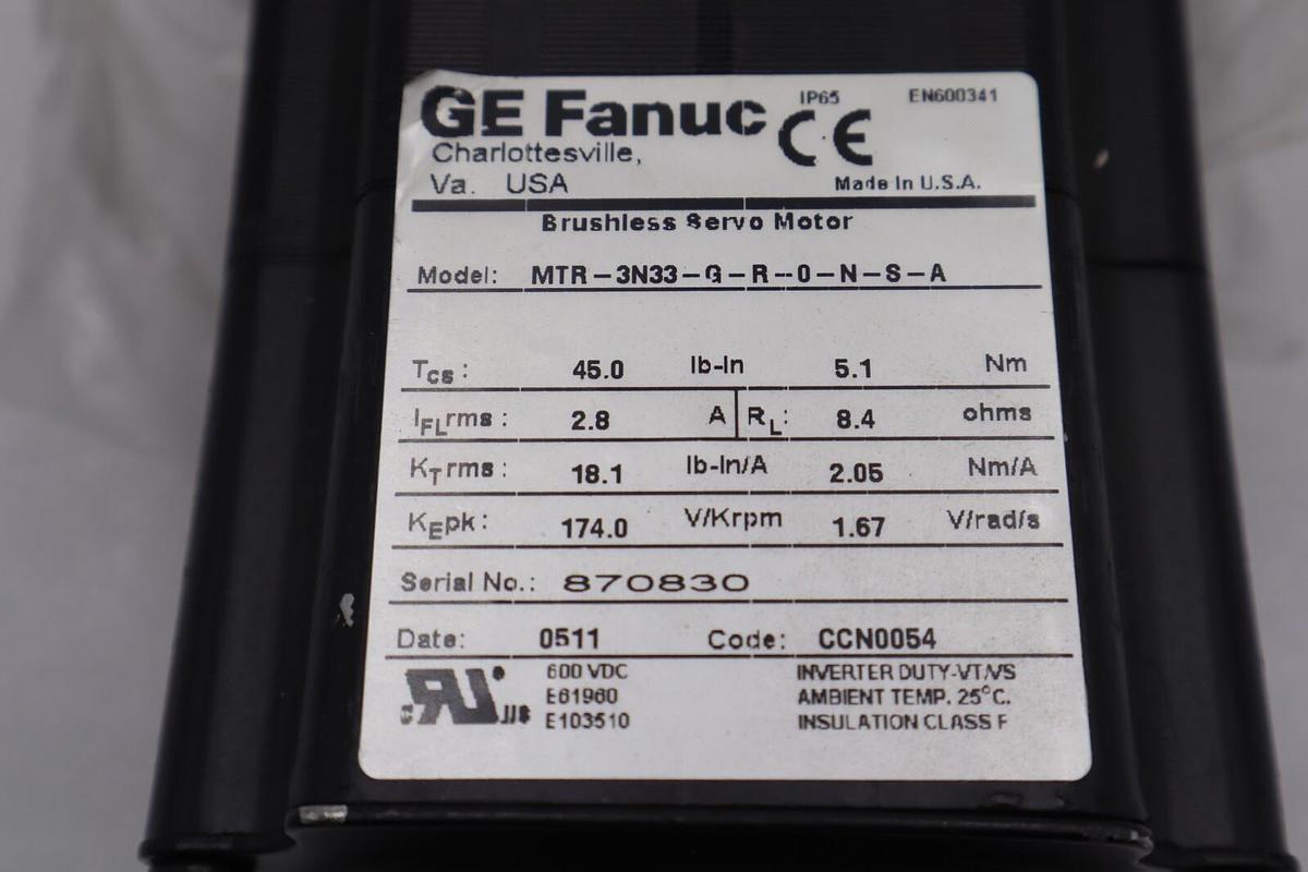 Used GE FAUNC MTR-3N33-G-R-0-N-S-A BRUSHLESS SERVO MOTOR STOCK 2208