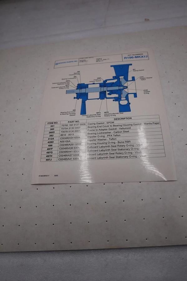 Used New Goulds R196-MKX17 Pump Seal Replacement Kit - STOCK GF668