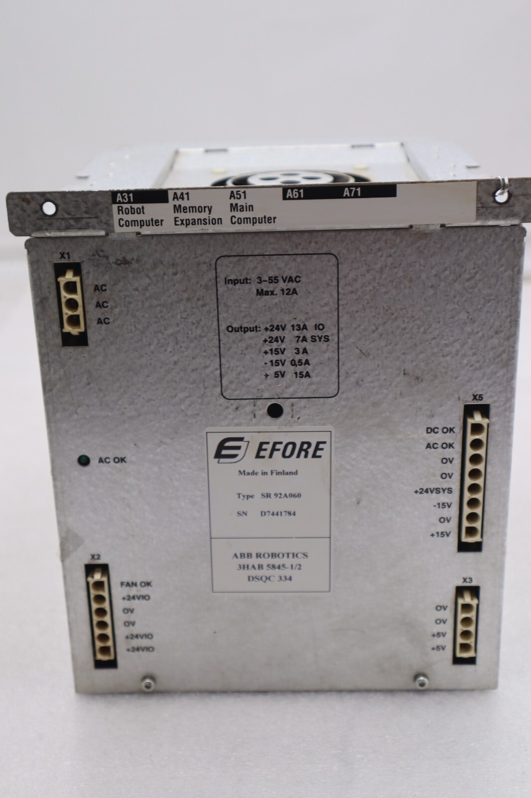Used Efore ABB SR92A060 Power Supply Module 3HAB 5845-1/2 STOCK 3193