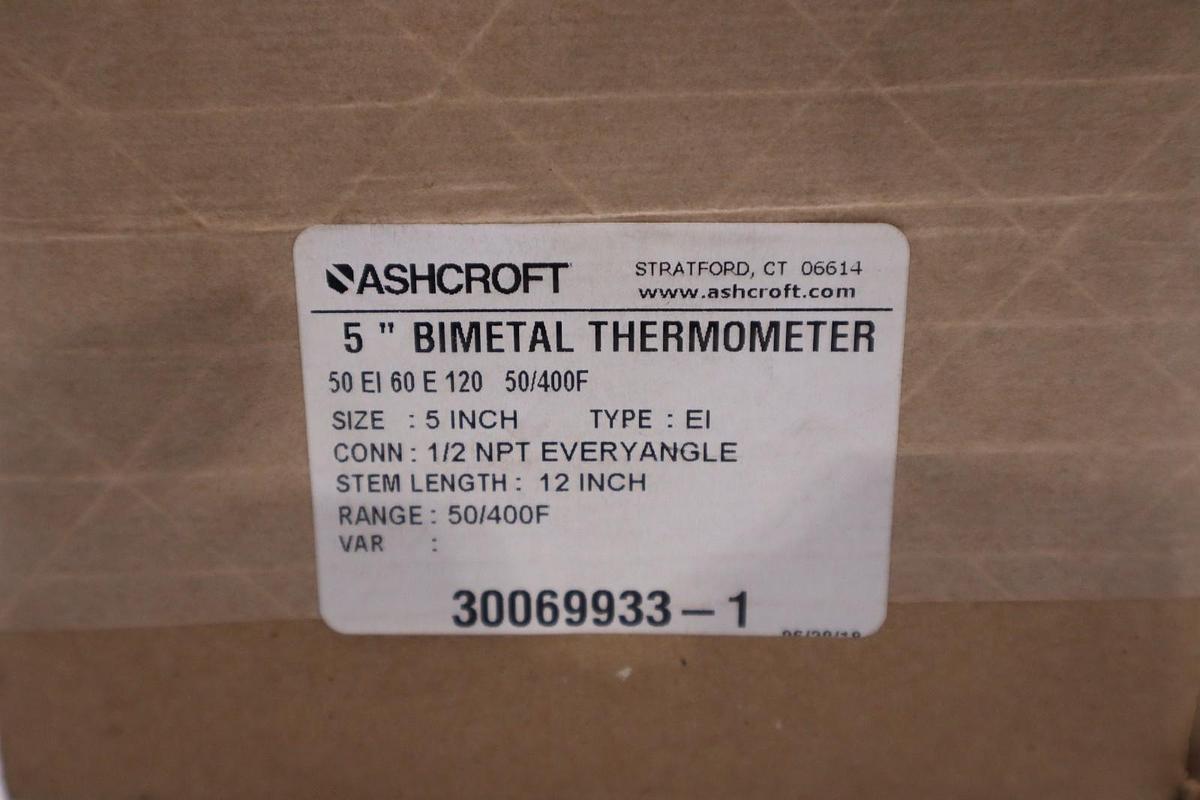Ashcroft 5" Bimetal Thermometer 50 EL 60 E 120 50/400F - STOCK GF437