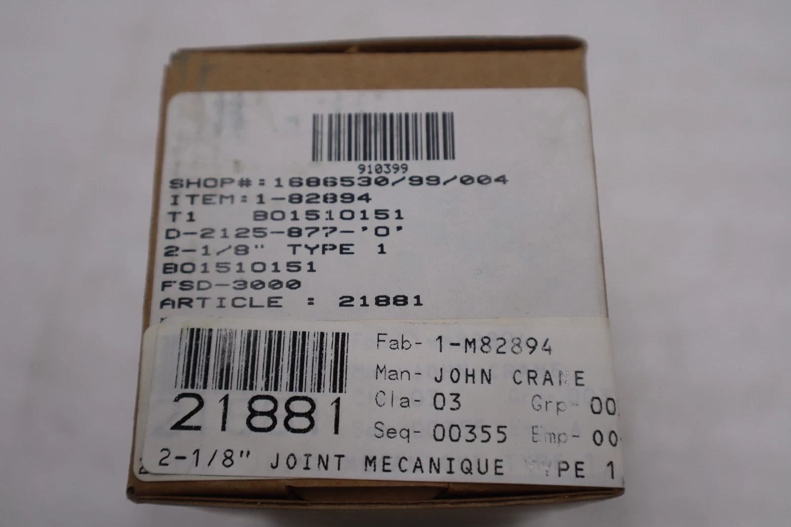 Used John Crane FSD3000/ D-2125-877-'0' 2-1/8" TYPE 1 Spring Seal Assembly - #GF490A