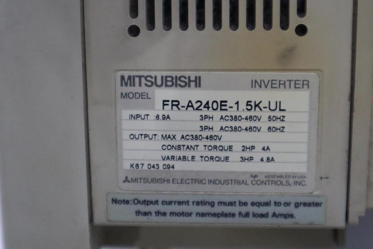 Used Mitsubishi FR-A240E-1.5K-UL FREQROL-A200 Inverter Drive STOCK 527-B